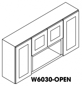 Cinnamon Glaze Wall Cabinet Open 60"W 12"D 30"H