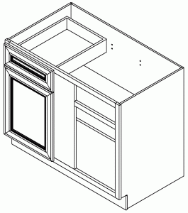 Smoky Gray Base Blind Corner Cabinet, 39”W x 34 1/2" H x 24" D