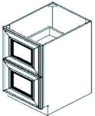 Aria Blue 2 Drawer Base Cabinet, 30”W x 34 1/2" H x 24" D