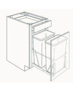 Dove Grey Shaker Base Trash Can Cabinet with Kit, 1 Bin  15"W x 24"D x 34 1/2"H
