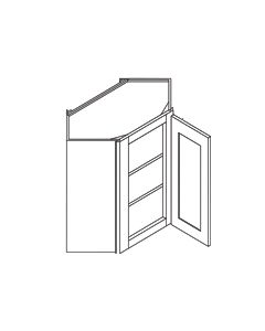Koala Grey Shaker Wall Diagonal Cabinet with Mullion Glass Door 24"W x 12"D x 36"H